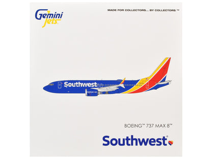 Boeing 737 MAX 8 Commercial Aircraft "Southwest Airlines" (N8788L) Blue with Red and Yellow Stripes 1/400 Diecast Model Airplane by GeminiJets by GeminiJets