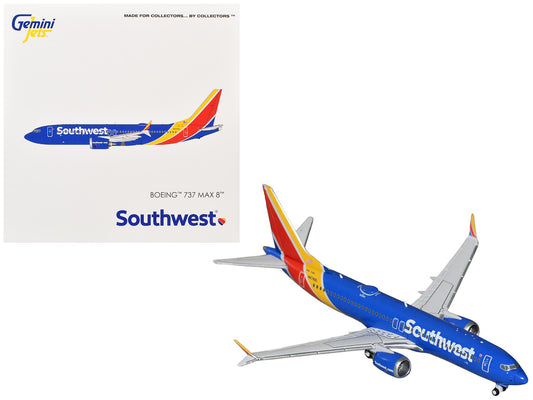 Boeing 737 MAX 8 Commercial Aircraft "Southwest Airlines" (N8788L) Blue with Red and Yellow Stripes 1/400 Diecast Model Airplane by GeminiJets by GeminiJets