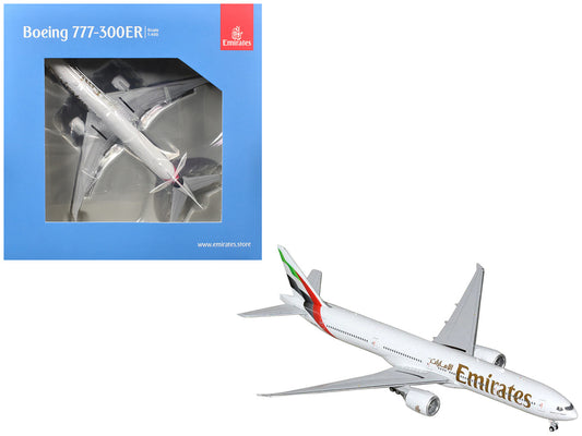 Boeing 777-300ER Commercial Aircraft "Emirates Airlines" (A6-EQH) White with Striped Tail 1/400 Diecast Model by GeminiJets by GeminiJets