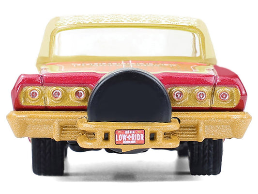 1963 Chevrolet Impala Lowrider "Michael Heralda Special Edition" Red Metallic with Cream Top and Interior with Gold Graphics "Hobby Exclusive" Series 1/64 Diecast Model Car by Greenlight by Greenlight