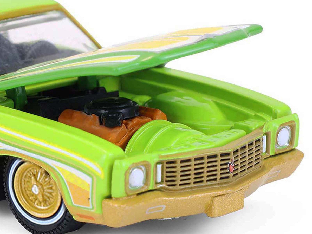 1970 Chevrolet Monte Carlo Lowrider "Michael Heralda Special Edition" Lime Green with Graphics "Hobby Exclusive" Series 1/64 Diecast Model Car by Greenlight by Greenlight