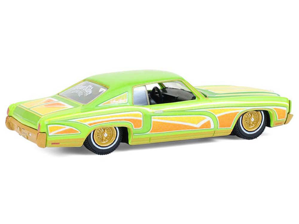 1970 Chevrolet Monte Carlo Lowrider "Michael Heralda Special Edition" Lime Green with Graphics "Hobby Exclusive" Series 1/64 Diecast Model Car by Greenlight by Greenlight
