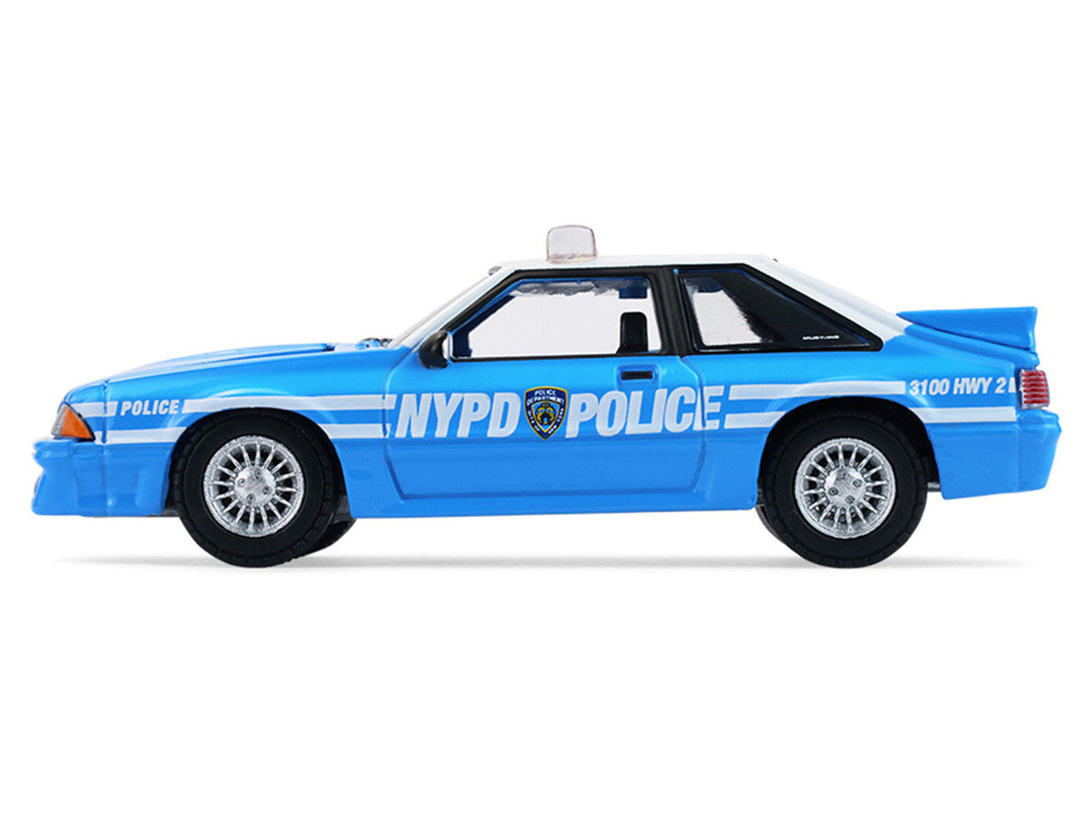 1987 Ford Mustang "New York City Police Department (NYPD)" Blue with White Top "Hobby Exclusive" Series 1/64 Diecast Model Car by Greenlight by Greenlight