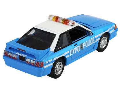 1987 Ford Mustang "New York City Police Department (NYPD)" Blue with White Top "Hobby Exclusive" Series 1/64 Diecast Model Car by Greenlight by Greenlight