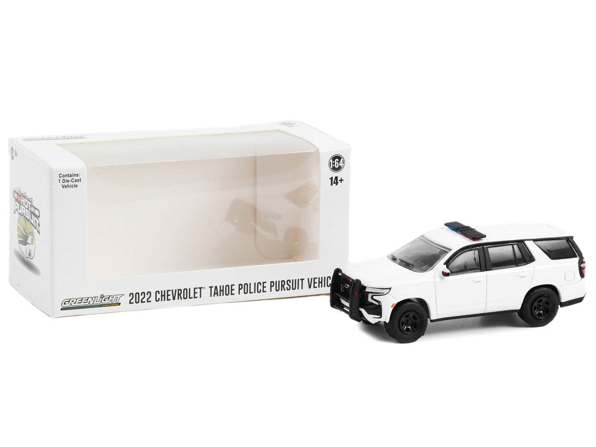 2022 Chevrolet Tahoe Police Pursuit Vehicle (PPV) White with Light Bar "Hot Pursuit" "Hobby Exclusive" Series 1/64 Diecast Model Car by Greenlight by Greenlight