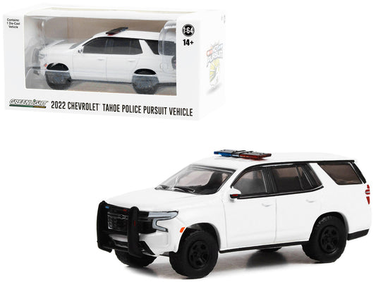2022 Chevrolet Tahoe Police Pursuit Vehicle (PPV) White with Light Bar "Hot Pursuit" "Hobby Exclusive" Series 1/64 Diecast Model Car by Greenlight by Greenlight