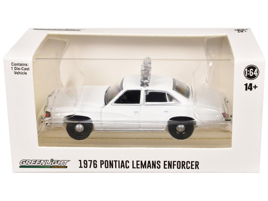 1976-77 Pontiac LeMans Enforcer White with Light Bar "Hot Pursuit - Hobby Exclusive" Series 1/64 Diecast Model Car by Greenlight by Greenlight