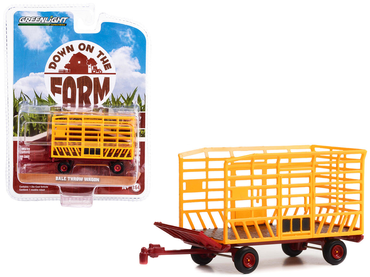 Bale Throw Wagon Yellow and Red "Down on the Farm" Series 7 1/64 Diecast Model by Greenlight by Greenlight