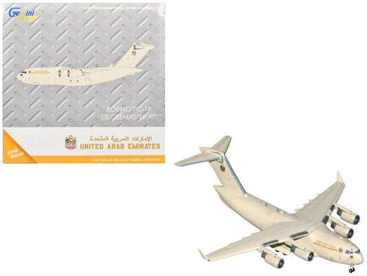 Boeing C-17 Globemaster III Transport Aircraft "United Arab Emirates Air Force" Beige "Gemini Macs" Series 1/400 Diecast Model Airplane by GeminiJets by GeminiJets