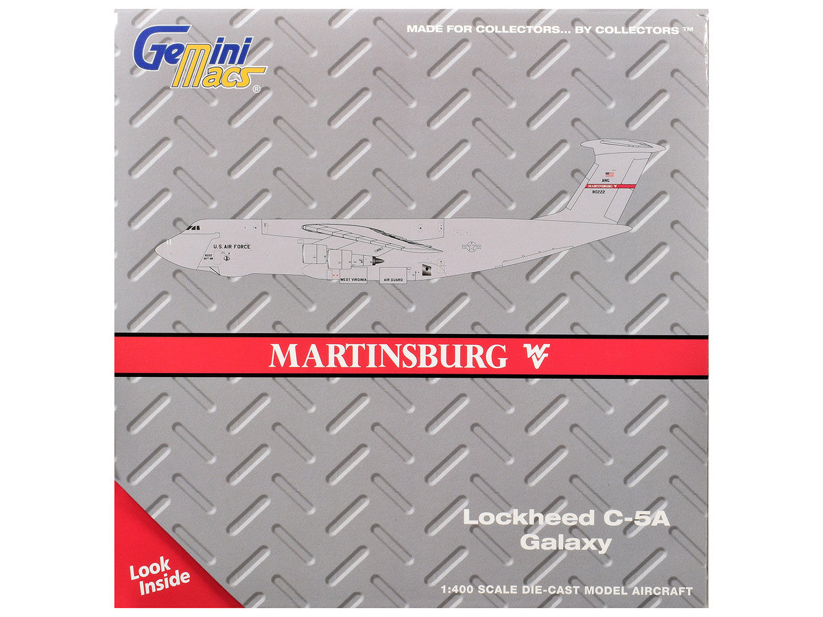 Lockheed C-5A Galaxy Transport Aircraft "Martinsburg Air Force Base" United States Air Force (68-0222) Gray "Gemini Macs" Series 1/400 Diecast Model by GeminiJets by GeminiJets