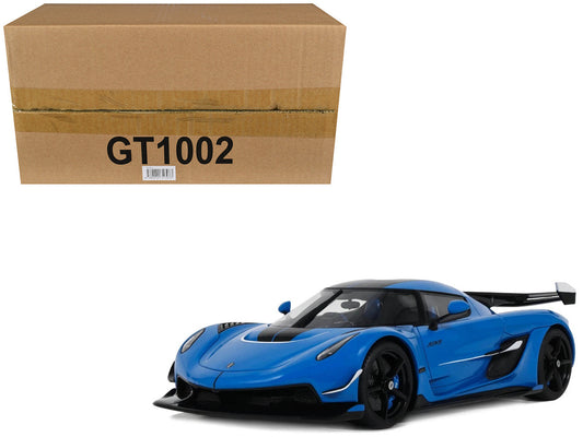 2025 Koenigsegg Jesko Blue Metallic with Black Stripes 1/18 Model Car by GT Spirit by GT Spirit