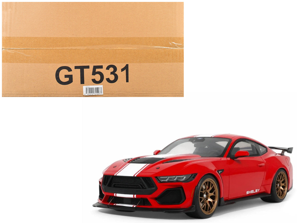 2025 Shelby Mustang Supersnake Race Red with White Stripes 1/18 Model Car by GT Spirit by GT Spirit
