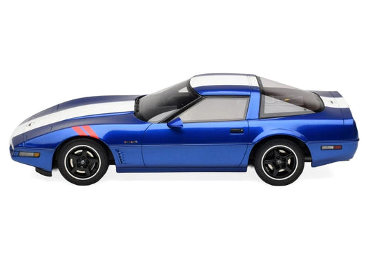 1996 Chevrolet Corvette C4 Grand Sport Blue Metallic with White Stripe 1/18 Model Car by GT Spirit by GT Spirit