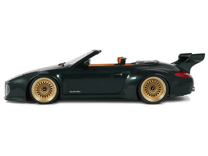 2024 Porsche 911 (997) Old & New Tokyo Auto Salon Cabriolet Dark Green Metallic with Orange Interior 1/18 Model Car by GT Spirit by GT Spirit