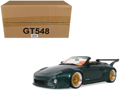 2024 Porsche 911 (997) Old & New Tokyo Auto Salon Cabriolet Dark Green Metallic with Orange Interior 1/18 Model Car by GT Spirit by GT Spirit