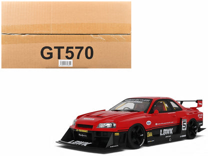 2020 Nissan Skyline GT-R (R34) LB-Super Silhouette RHD (Right Hand Drive) #5 Red and Black 1/18 Model Car by GT Spirit by GT Spirit
