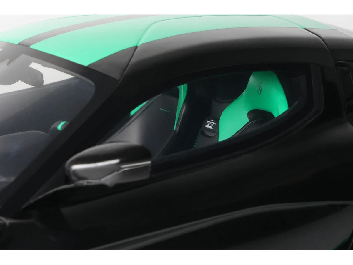 2023 Rimac Nevera Black with Green Stripes 1/18 Model Car by GT Spirit by GT Spirit