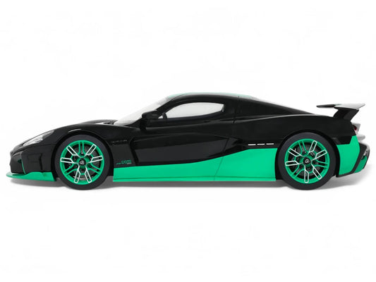 2023 Rimac Nevera Black with Green Stripes 1/18 Model Car by GT Spirit by GT Spirit