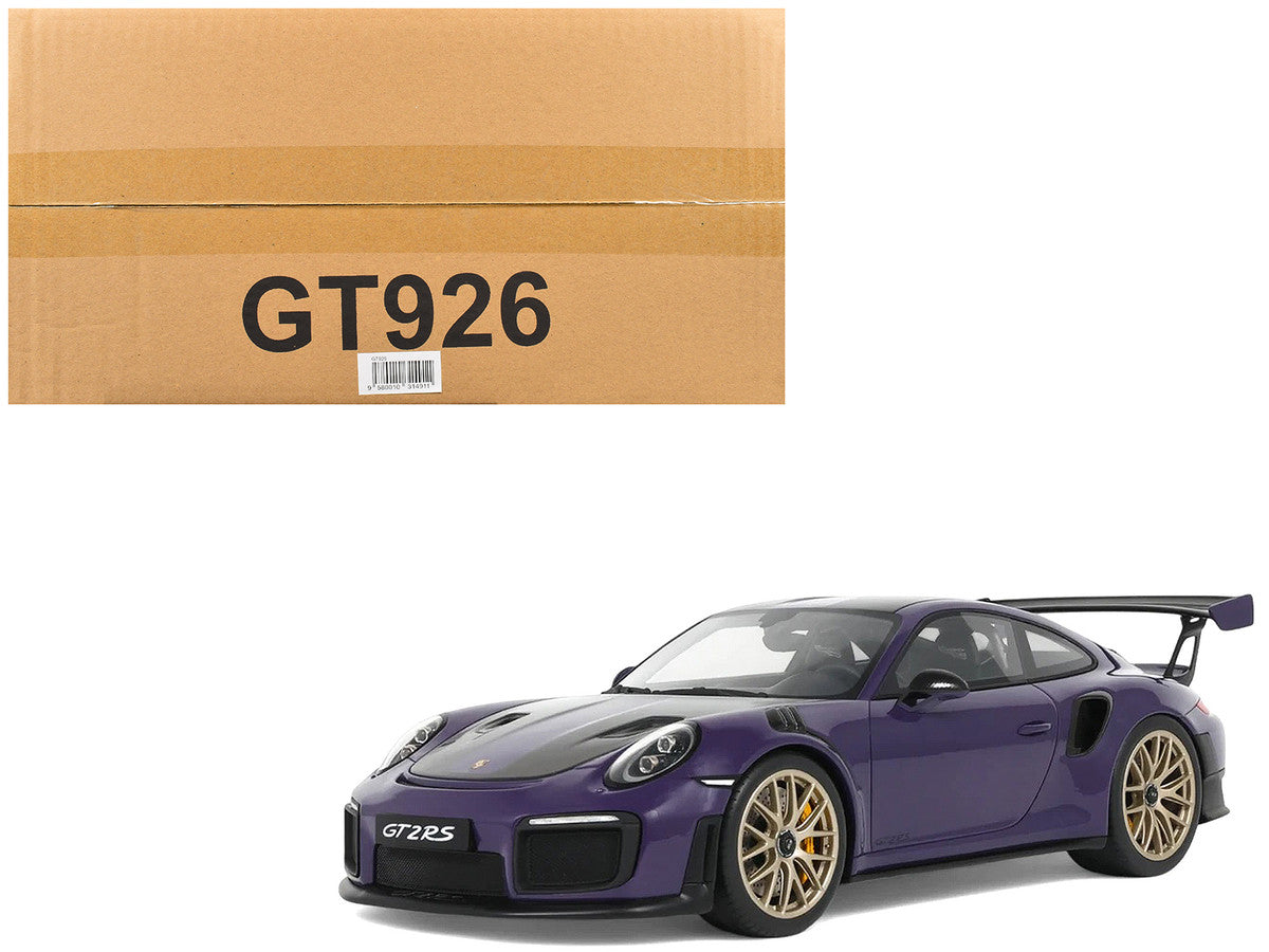 2021 Porsche 911 (991.2) GT2 RS Ultraviolet Metallic with Carbon Stripes 1/18 Model Car by GT Spirit by GT Spirit