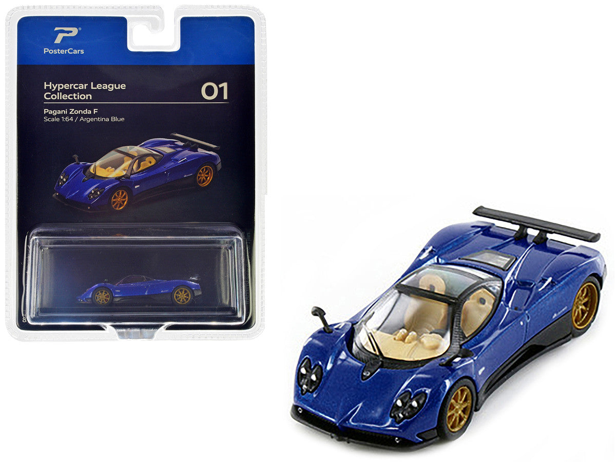 Pagani Zonda F Argentina Blue Metallic "Hypercar League Collection" 1/64 Diecast Model Car by PosterCars by PosterCars