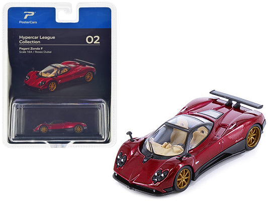 Pagani Zonda F Rosso Dubai Red Metallic "Hypercar League Collection" 1/64 Diecast Model Car by PosterCars by PosterCars
