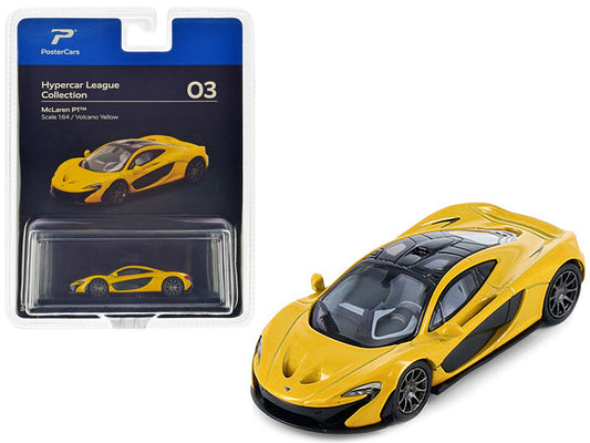 McLaren P1 Volcano Yellow Metallic with Black Top "Hypercar League Collection" 1/64 Diecast Model Car by PosterCars by PosterCars