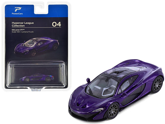 McLaren P1 Lantana Purple Metallic with Black Top "Hypercar League Collection" 1/64 Diecast Model Car by PosterCars by PosterCars