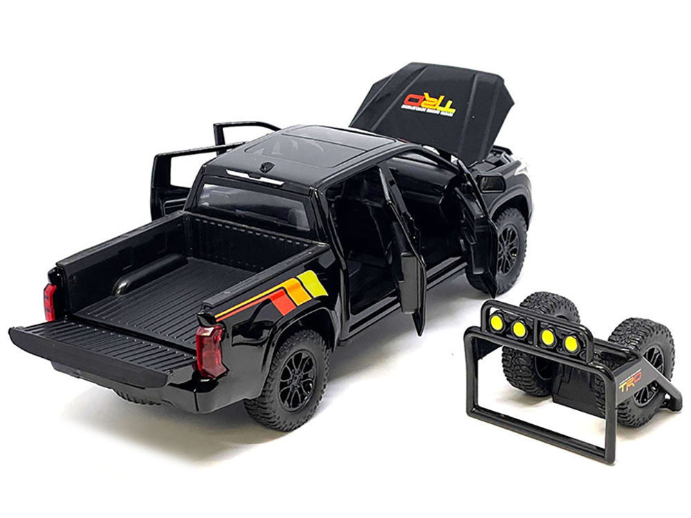 2023 Toyota Tundra TRD 4x4 Pickup Truck Black with TRD Stripes with Sunroof and Wheel Rack Limited Edition to 2400 pieces Worldwide 1/24 Diecast Model Car by Other