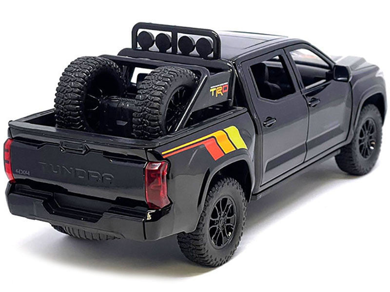 2023 Toyota Tundra TRD 4x4 Pickup Truck Black with TRD Stripes with Sunroof and Wheel Rack Limited Edition to 2400 pieces Worldwide 1/24 Diecast Model Car by Other