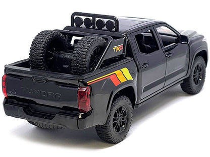 2023 Toyota Tundra TRD 4x4 Pickup Truck Black with TRD Stripes with Sunroof and Wheel Rack Limited Edition to 2400 pieces Worldwide 1/24 Diecast Model Car by Other