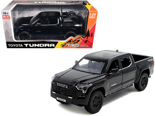 2023 Toyota Tundra TRD 4x4 Pickup Truck Black with Sunroof and Wheel Rack 1/24 Diecast Model Car by Other
