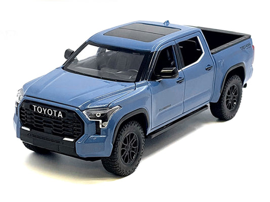 2023 Toyota Tundra TRD 4x4 Pickup Truck Cavalry Blue with Sunroof and Wheel Rack 1/24 Diecast Model Car by Other