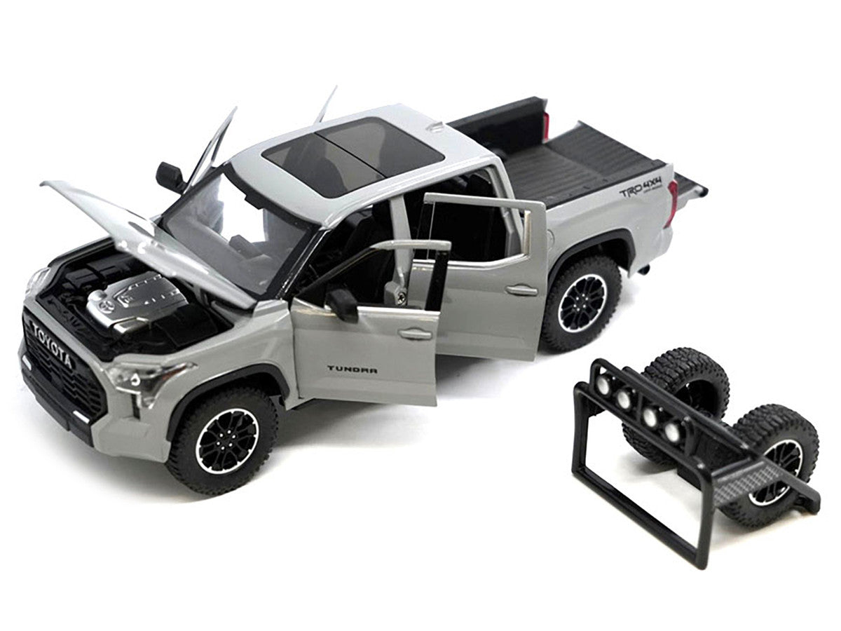 2023 Toyota Tundra TRD 4x4 Pickup Truck Cement Gray with Sunroof and Wheel Rack 1/24 Diecast Model Car by Other