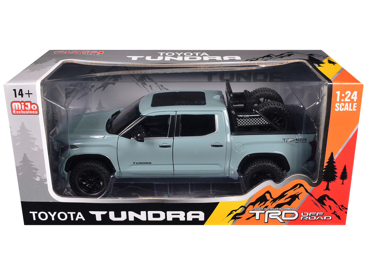 2023 Toyota Tundra TRD 4x4 Pickup Truck Lunar Rock Gray with Sunroof and Wheel Rack 1/24 Diecast Model Car by Other