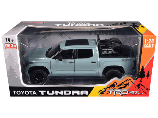 2023 Toyota Tundra TRD 4x4 Pickup Truck Lunar Rock Gray with Sunroof and Wheel Rack 1/24 Diecast Model Car by Other