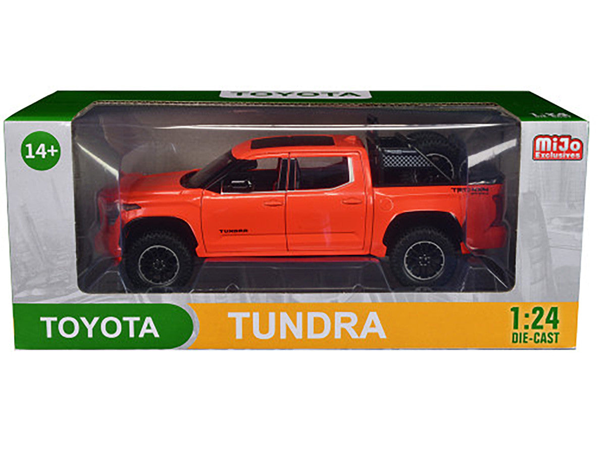 2023 Toyota Tundra TRD 4x4 Pickup Truck Solar Octane Orange with Sunroof and Wheel Rack 1/24 Diecast Model Car by Other