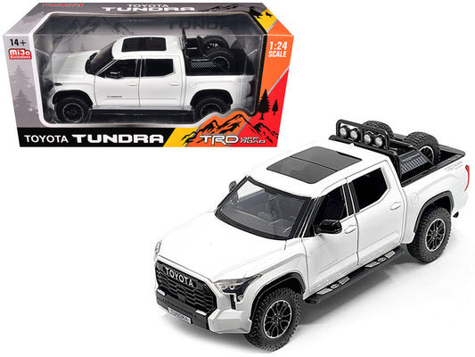 2023 Toyota Tundra TRD 4x4 Pickup Truck White Metallic with Sunroof and Wheel Rack 1/24 Diecast Model Car by Other