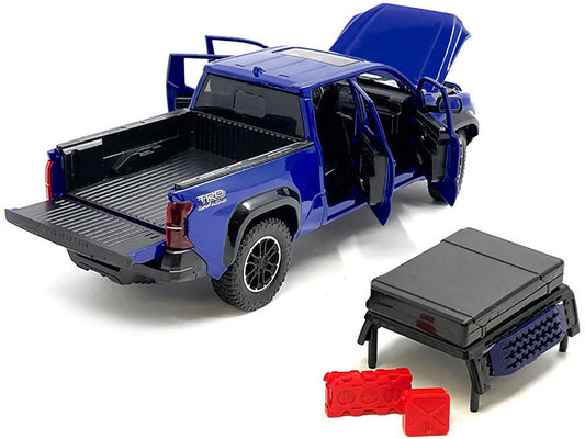 2024 Toyota Tacoma TRD Off-Road Edition Pickup Truck Blue Metallic with Bed Camper 1/24 Diecast Model Car by Other
