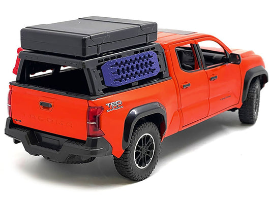 2024 Toyota Tacoma TRD Off-Road Edition Pickup Truck Octane Orange with Bed Camper 1/24 Diecast Model Car by Other
