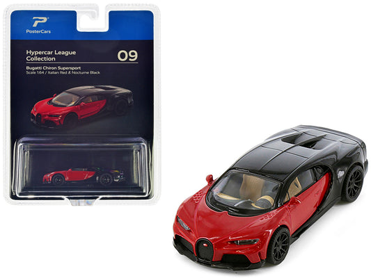 Bugatti Chiron Supersport Italian Red and Nocturne Black "Hypercar League Collection" 1/64 Diecast Model Car by PosterCars by PosterCars
