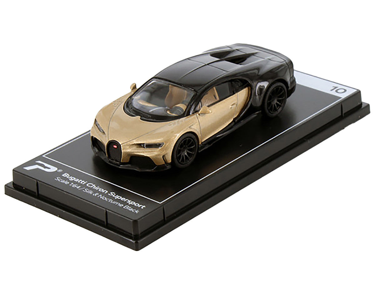 Bugatti Chiron Supersport Silk Gold Metallic and Nocturne Black "Hypercar League Collection" 1/64 Diecast Model Car by PosterCars by PosterCars