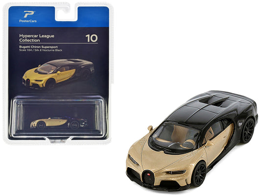 Bugatti Chiron Supersport Silk Gold Metallic and Nocturne Black "Hypercar League Collection" 1/64 Diecast Model Car by PosterCars by PosterCars