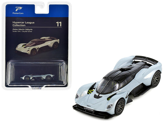 Aston Martin Valkyrie Skyfall Silver Metallic with Black Top "Hypercar League Collection" 1/64 Diecast Model Car by PosterCars by PosterCars