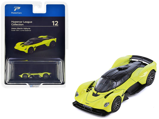 Aston Martin Valkyrie Lime Essence Yellow Metallic with Black Top "Hypercar League Collection" 1/64 Diecast Model Car by PosterCars by PosterCars