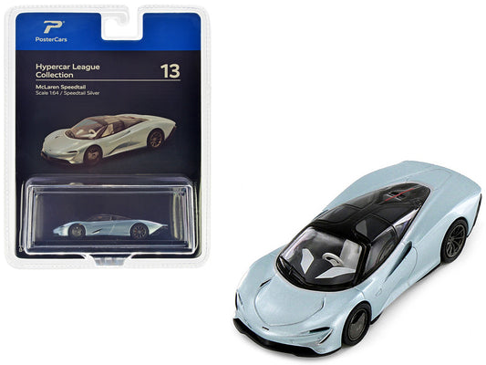 McLaren Speedtail Silver Metallic with Black Top "Hypercar League Collection" 1/64 Diecast Model Car by PosterCars by PosterCars