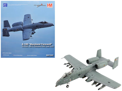 Fairchild Republic A-10C Thunderbolt II Attack Aircraft "80-0283 Maryland Farewell 104 FS Maryland ANG" (2025) United States Air Force "Air Power Series" 1/72 Diecast Model by Hobby Master by Hobby Master