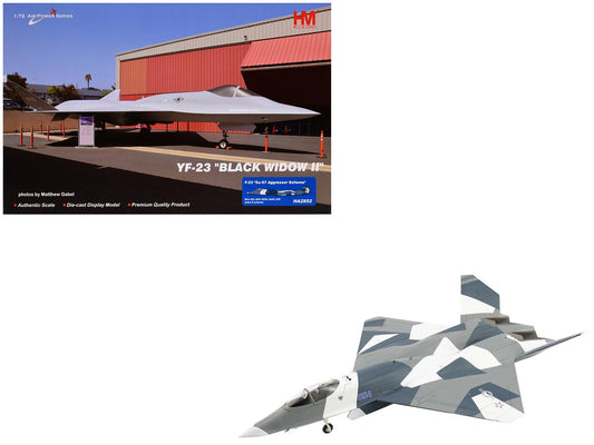 Northrop F-23 Black Widow II Stealth Fighter Aircraft Blue 054 Su-57 Aggressor What If Scheme 65th AGRS Nellis AFB United States Air Force Air Power Series 1/72 Diecast Model by Hobby Master by Hobby Master