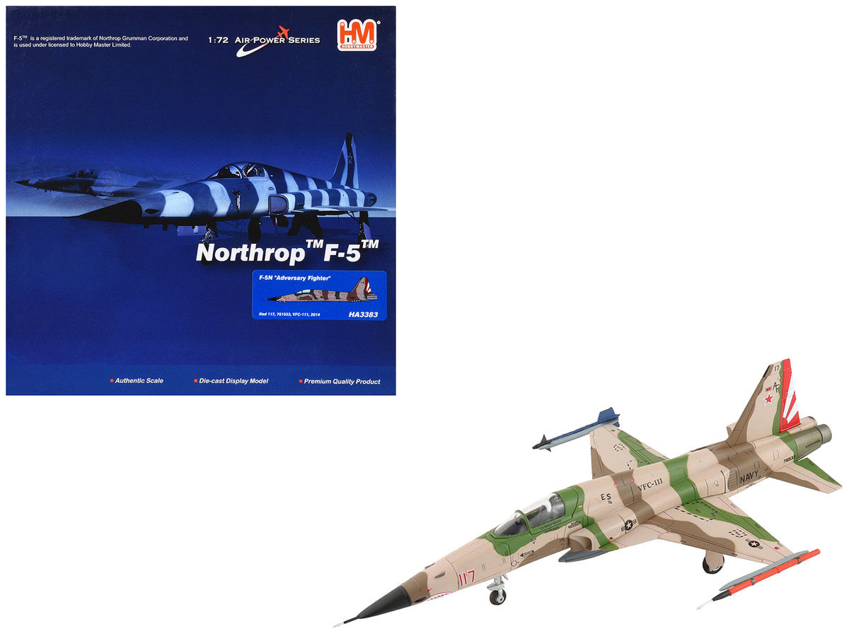 Northrop F-5N Tiger II Aircraft "Red 117 761533 Adversary Fighter VFC-111 Sundowners" United States Navy "Air Power Series" 1/72 Diecast Model by Hobby Master by Hobby Master