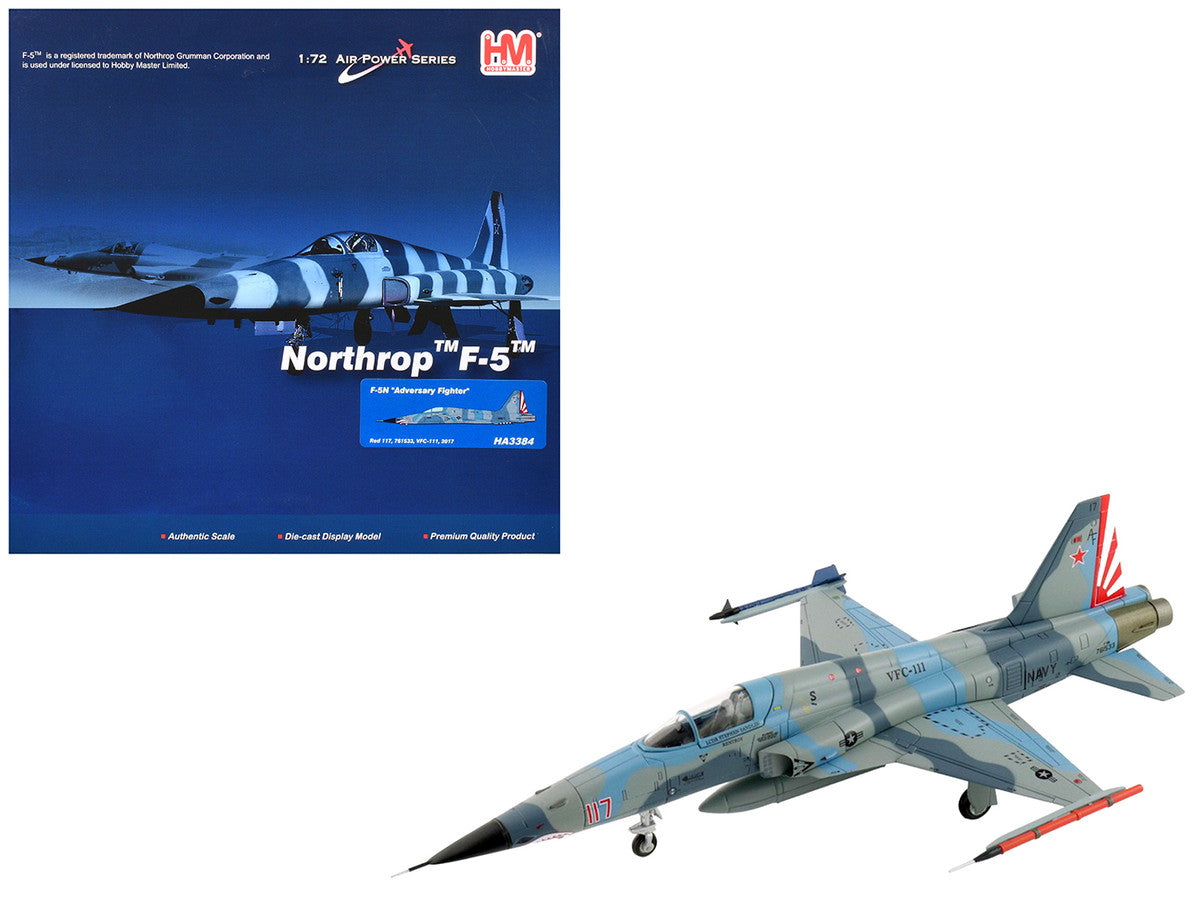 Northrop F-5N Tiger II Aircraft "Red 117 761533 Adversary Fighter VFC-111 Sundowners" (2017) United States Navy "Air Power Series" 1/72 Diecast Model by Hobby Master by Hobby Master