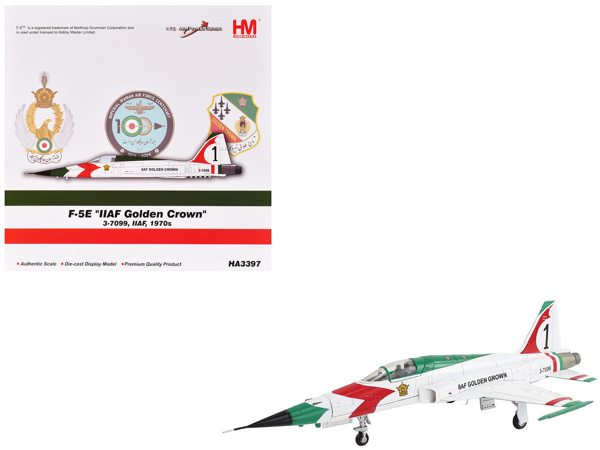 Northrop F-5E Tiger II Aircraft "#1 3-7099 IIAF Golden Crown" Imperial Iranian Air Force "Air Power Series" 1/72 Diecast Model by Hobby Master by Hobby Master